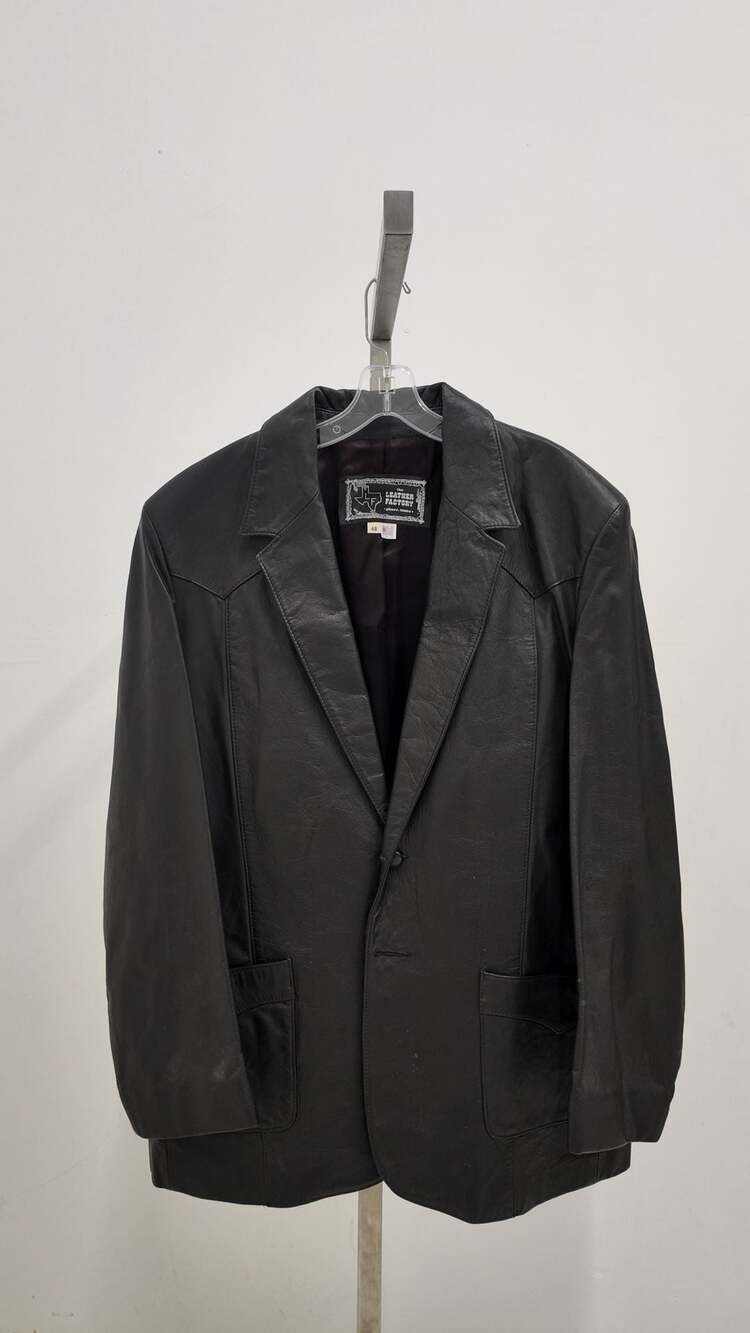 Vintage The Leather Factory Black Leather Blazer Jacket - Made in USA(Size 48)